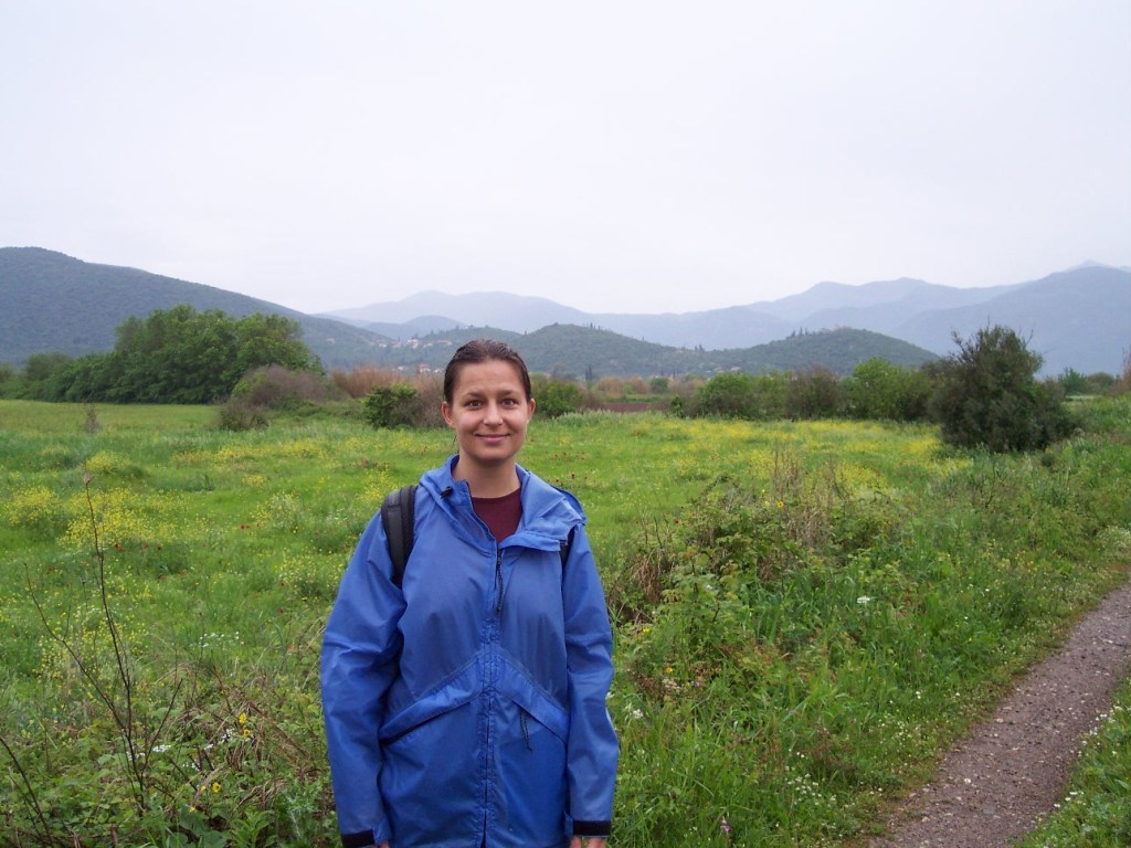 Dr. Laura Gawlinski walking the path to the ancient sanctuary 