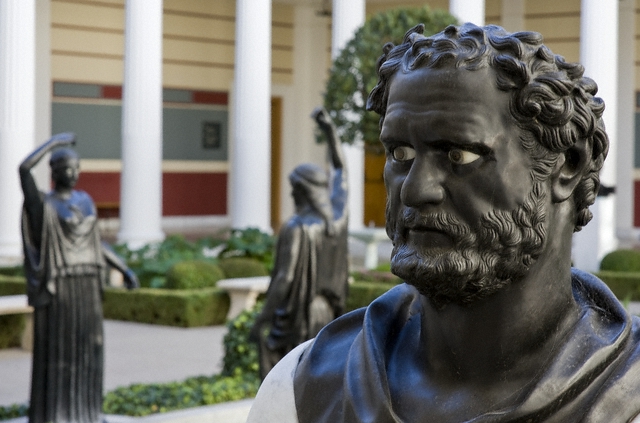 Garden sculpture with inlaid eyes from the J. Paul Getty Villa, after the Villa dei Papiri, Herculaneum. 