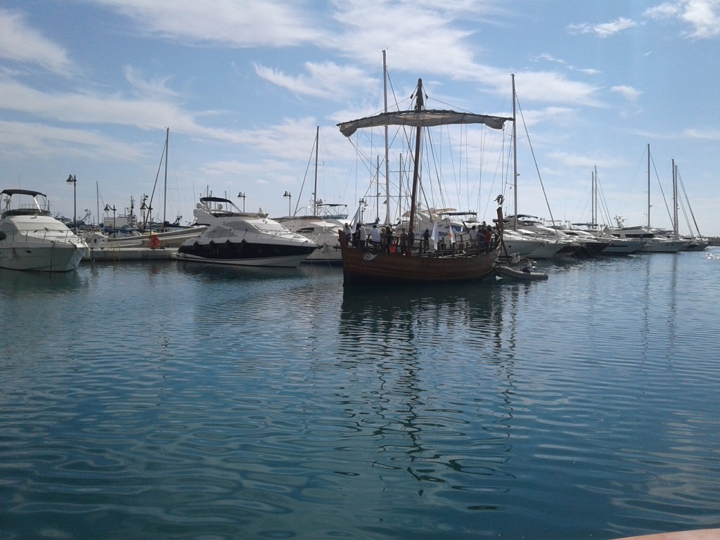Fig. 1 The Kerynia Liberty sailing into the port of Limassol, Cyprus. The modern yachts in the background help to get a sense of the ship’s size.