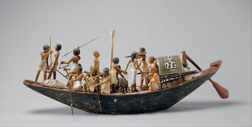 Model of a Sport Boat, Tomb of Meketre, Middle Kingdom (Metropolitan Museum of Art inv. 20.3.6, CCO 1.0).