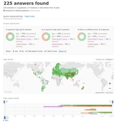 A map highlighting the regions that appear in a search query on the website. 