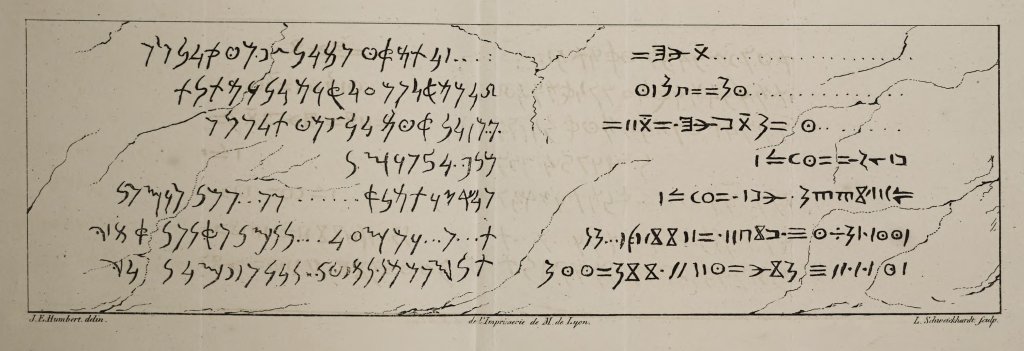 An image of a sketch of a Punic inscription that appears in two vertical columns.