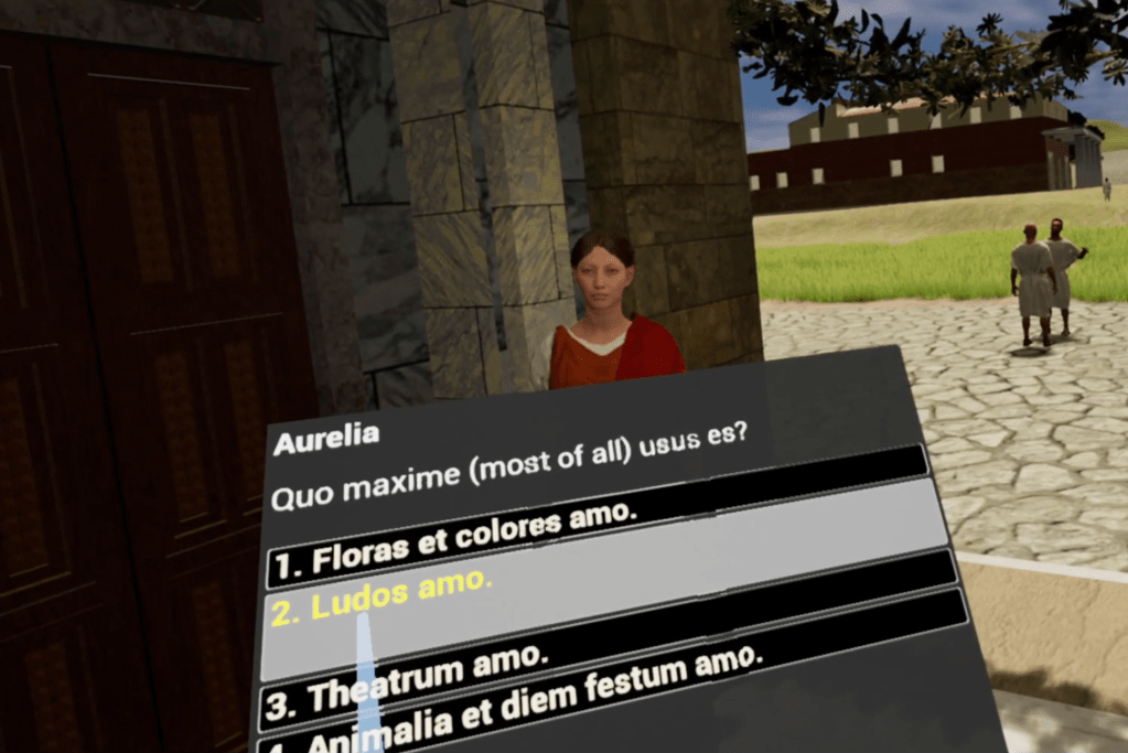 A screenshot of a drop-down dialogue box, which allows the user to respond to the avatar on the screen. 