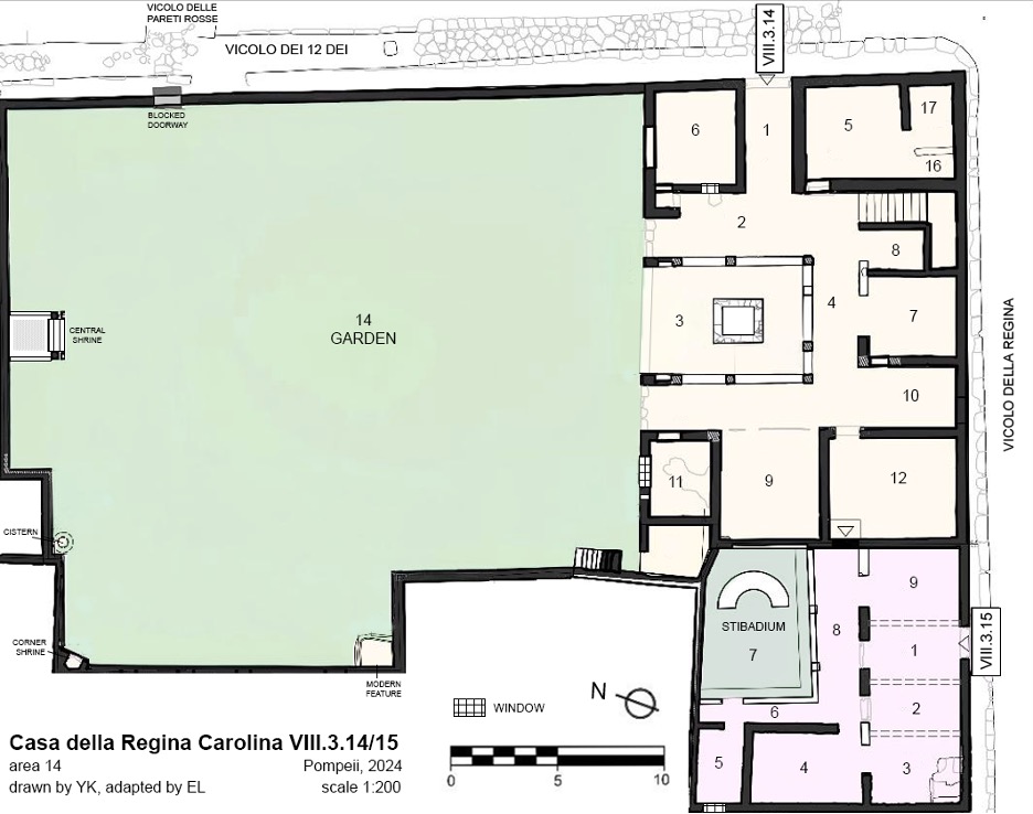 Plan of a house with a large garden.